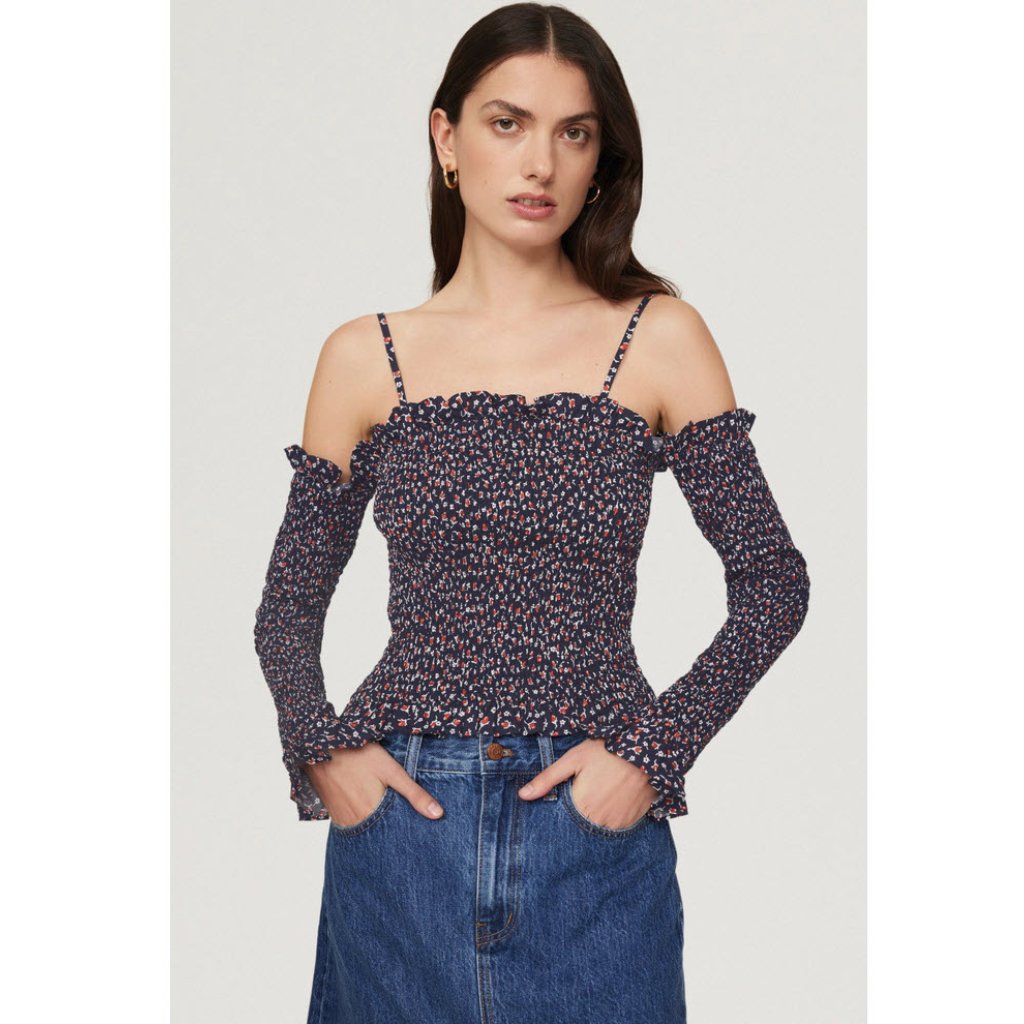 Polo Ralph Lauren Foral-Print Off-Shoulder Top Sz Sp